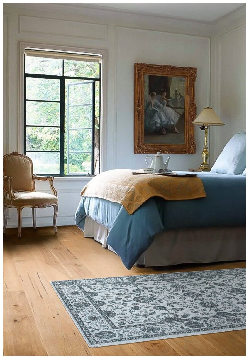 Ковер на пол 1,6 на 2,3 м в гостиную, спальню, безворсовый серый Lazio RL1954-R563 - фотография № 2