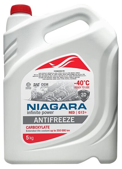 Niagara 096836 5kg_антифриз G12+ ! 5kg, Красный Карбоксилатный Готовый -40°c NIAGARA арт. 096836