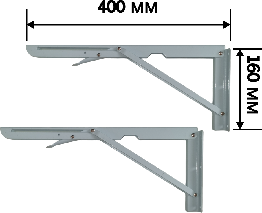 Кронштейн для полки складной с фиксатором 400 мм белый (2 шт.) - фотография № 2