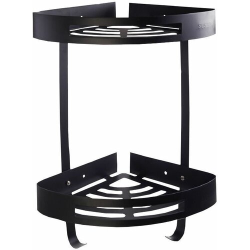 Полка держатель настенный угловой с крючками Black D68074 Аквалиния