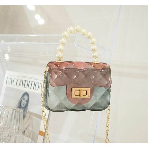 фото Сумка мессенджер , фактура стеганая, розовый, бесцветный dav