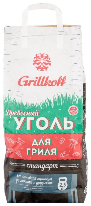 Grillkoff Уголь березовый для гриля «Стандарт», 2.5 кг