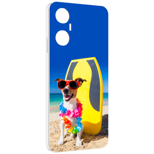 Чехол MyPads Гавайская-собака для Infinix Hot 20 5G задняя-панель-накладка-бампер