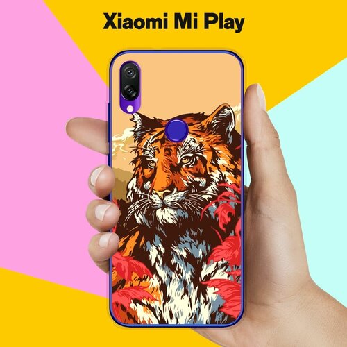 Силиконовый чехол на Xiaomi Mi Play Тигр / для Сяоми Ми Плей полупрозрачный дизайнерский силиконовый чехол для сяоми ми плей xiaomi mi play мама и дочь