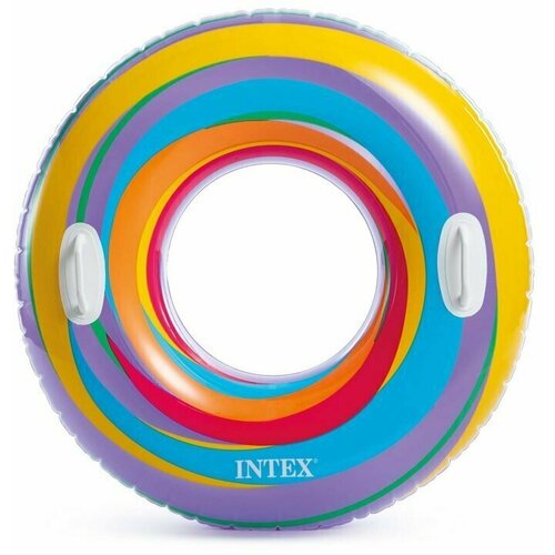intex круг для плавания пляжный надувной круг с ручками 91 см основной цвет желтый INTEX круг для плавания, пляжный надувной круг с ручками, 91 см, основной цвет сиреневый