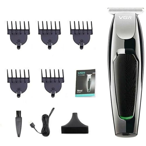 Машинка для стрижки волос профессиональная Триммер для бороды усов VGR V-030 5 насадок беспроводная USB зарядка 109000₽