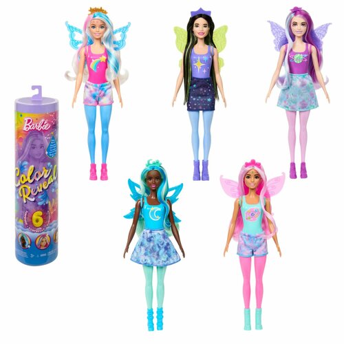 Кукла-сюрприз Barbie Color Reveal, Rainbow Galaxy, HJX61 разноцветный кукла сюрприз barbie color reveal totally denim series hjx55 разноцветный