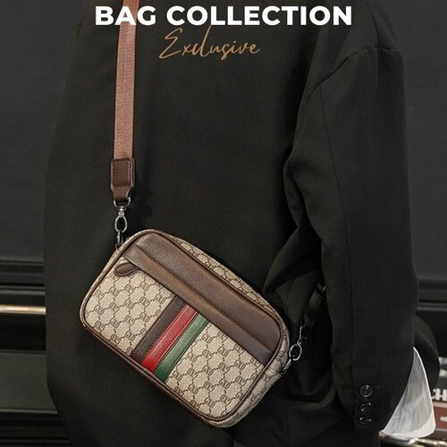 фото Сумка барсетка zoda повседневная, синтетический материал, внутренний карман, коричневый