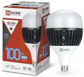 4690612035697 Лампа светодиодная LED-HP-PRO 100Вт грушевидная 6500К холод. бел. E27 9500лм 150-275В с адаптером E40 бел. IN HOME