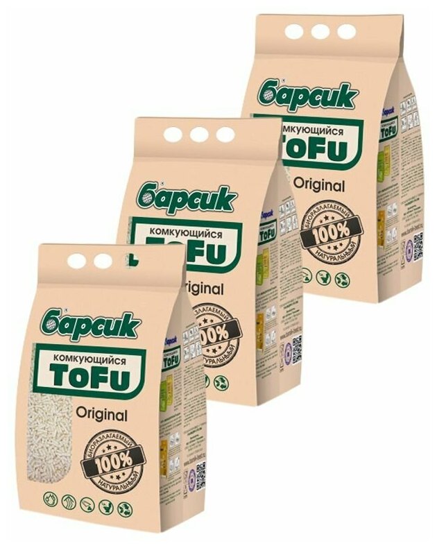 Наполнитель Барсик 4,5л х3шт TOFU Original