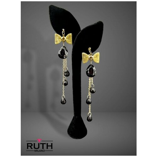 Серьги RUTH MILANO, искусственный камень, золотой, черный кулоны подвески медальоны swarovski 5636512