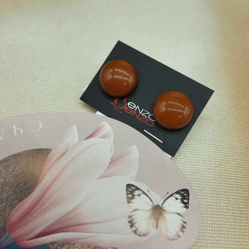 Серьги пусеты Enzo Benzo, коричневый