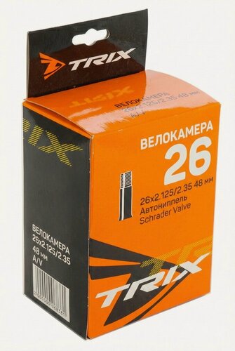 Изображение товара Велокамера 26 x 2.35 TRIX 26" 2.125-2.35 AV 48 мм двойной обод ( автониппель ) камера для велосипеда