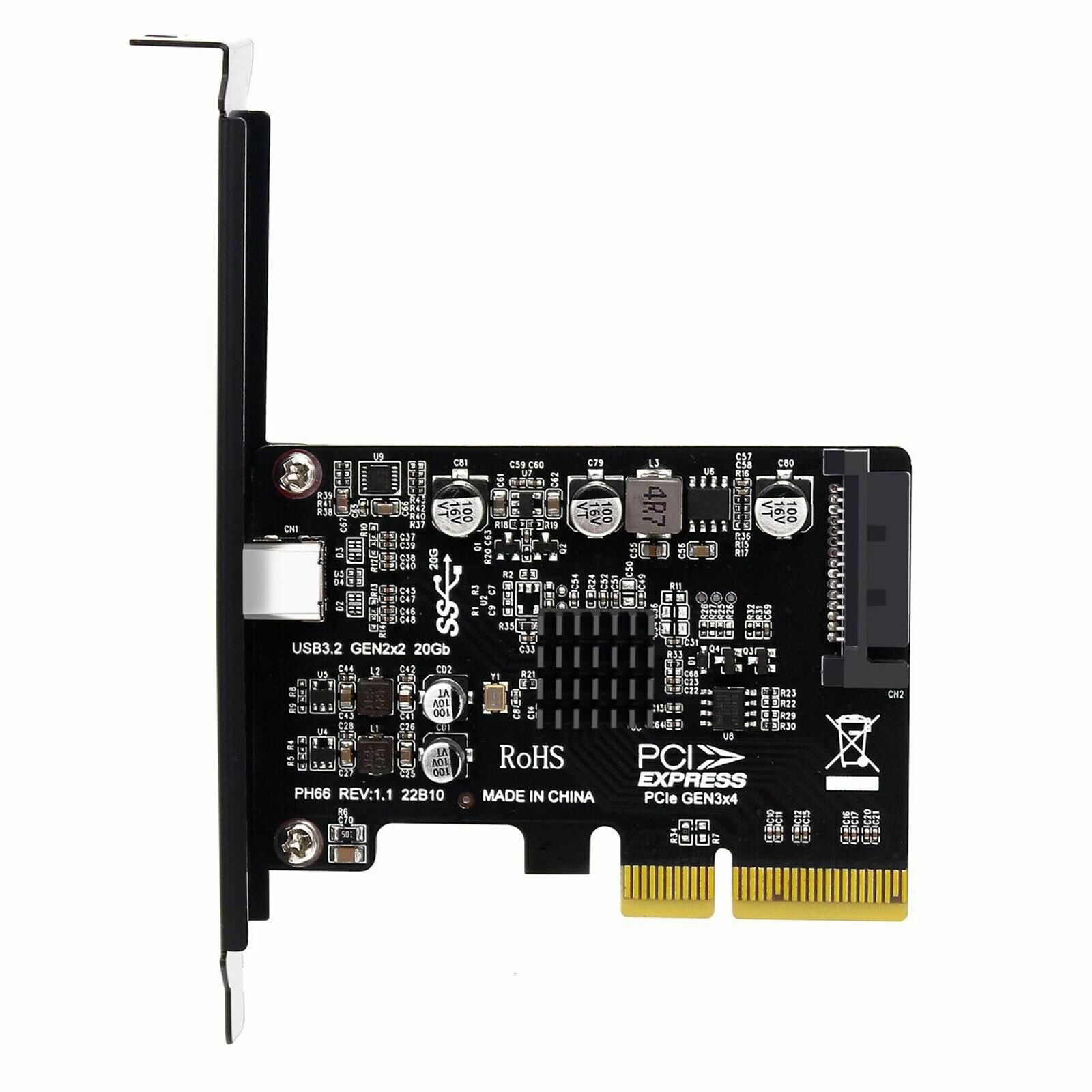 PCIE к Type C адаптер 20Gbps PCI-EX4 USB3.2 Gen2 2 ASM3242