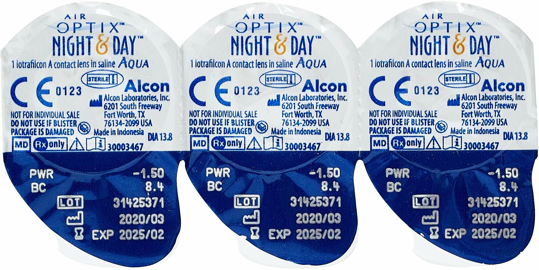 Контактные линзы AIR OPTIX Night & Day AQUA (3pack), 8,4, -3,00 — фото 1