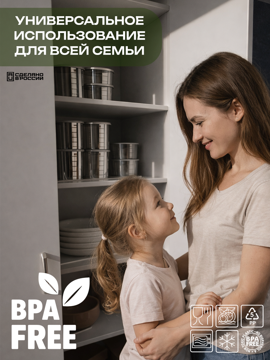 Набор контейнеров для хранения сыпучих продуктов, 3 шт, 1200 мл, металлик — фото 8