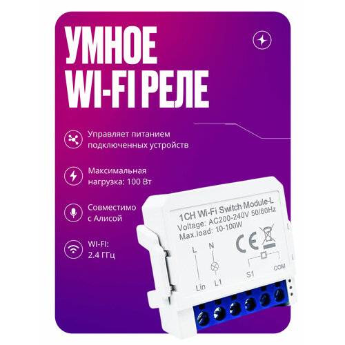 фото Умное реле wi-fi, на 1 канал, без нуля, контроллер в корпусе izba tech