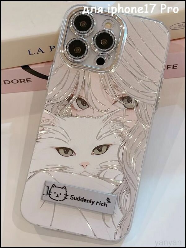 Чехол для смартфона Подходит для iPhone 17 Pro Cat girl, Аниме-узор, Милый стиль