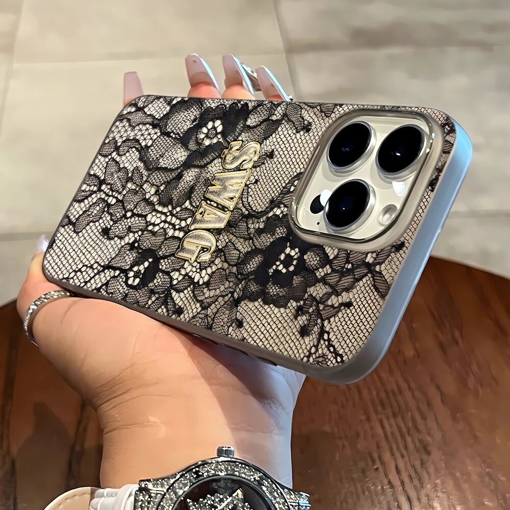 Сексуальный чехол для телефона с кружевным узором для iPhone 17, 17 Air, 16, 15, Grey, For iphone 13
