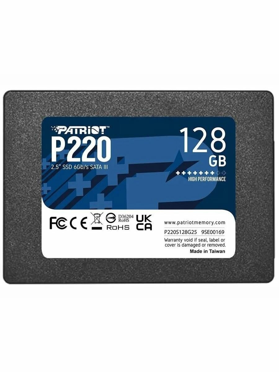 Patriot Memory 128 ГБ Внутренний SSD-диск P220 2.5" SATA3, 2.5", SATA III (P220S128G25)