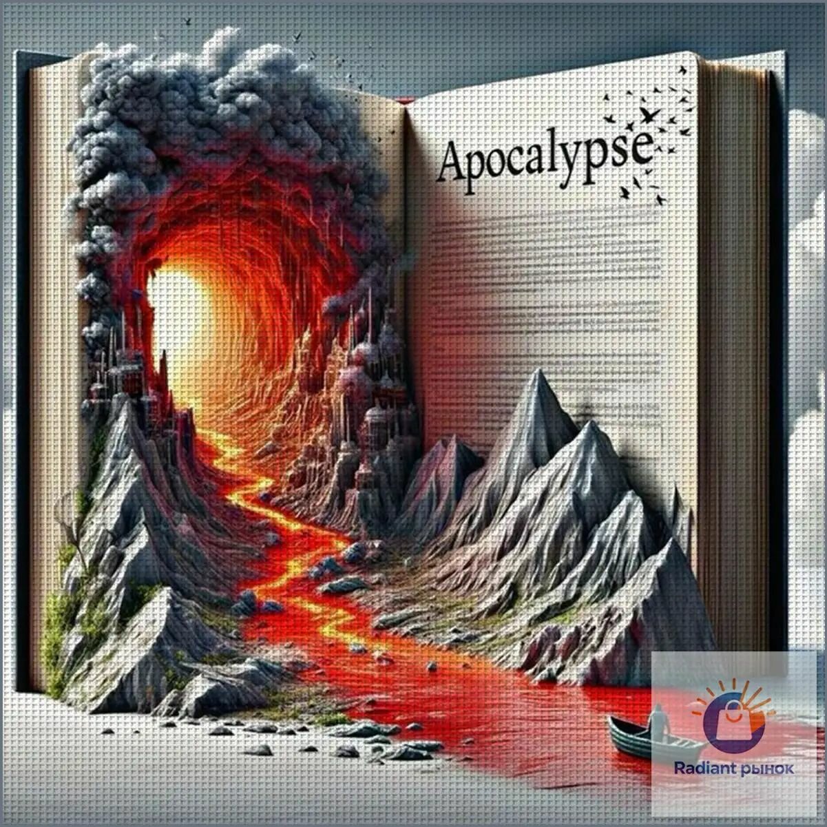 Крестиком вышивка Горы в книге на хлопковой канве 11CT, набор для вышивания