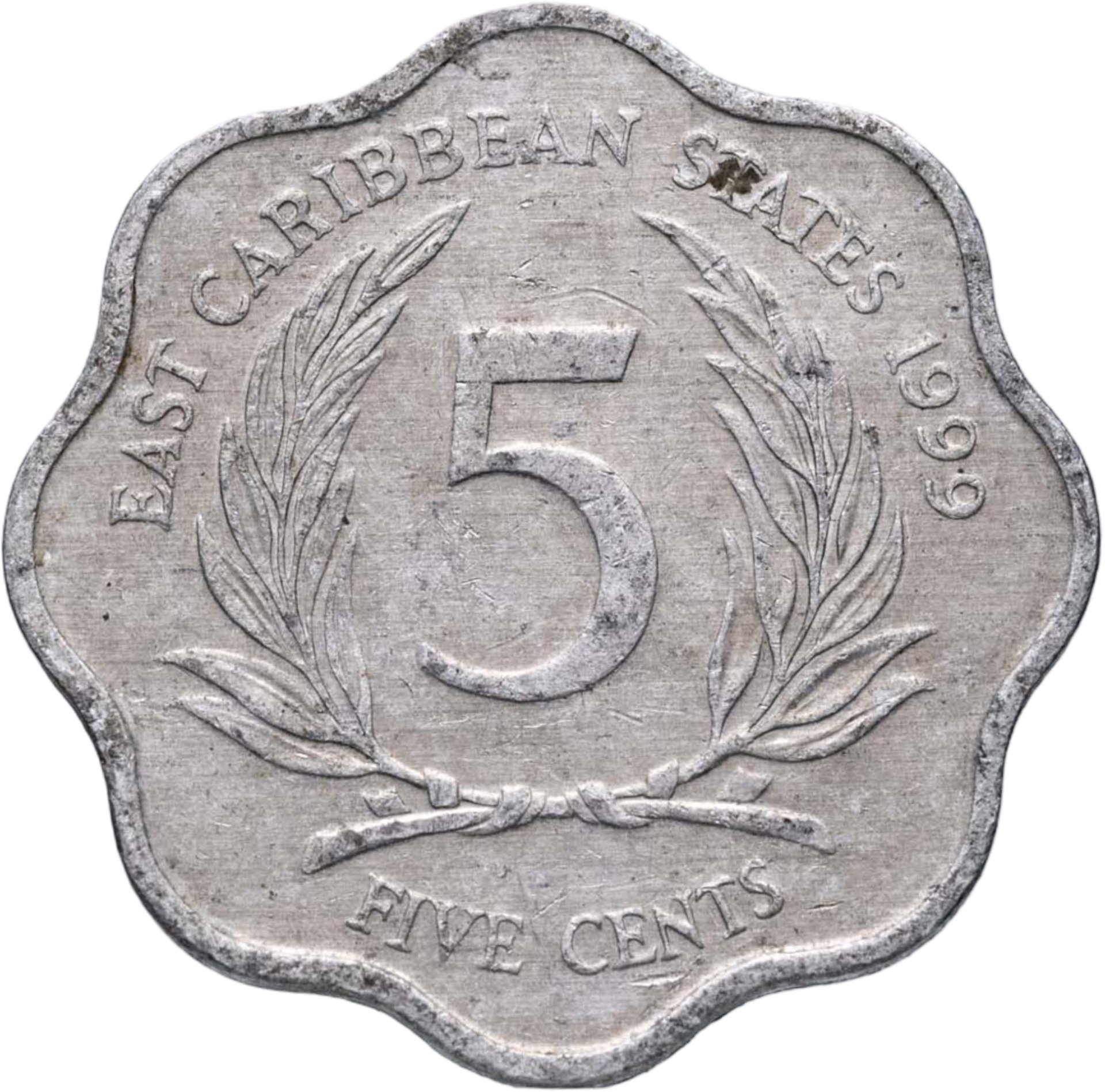 Восточные Карибы 5 центов cents 1999, Алюминий, в сохранности F-VF