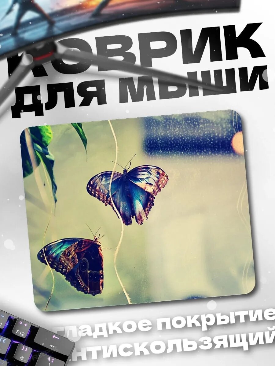 Коврик для мыши Две бабочки на ветке