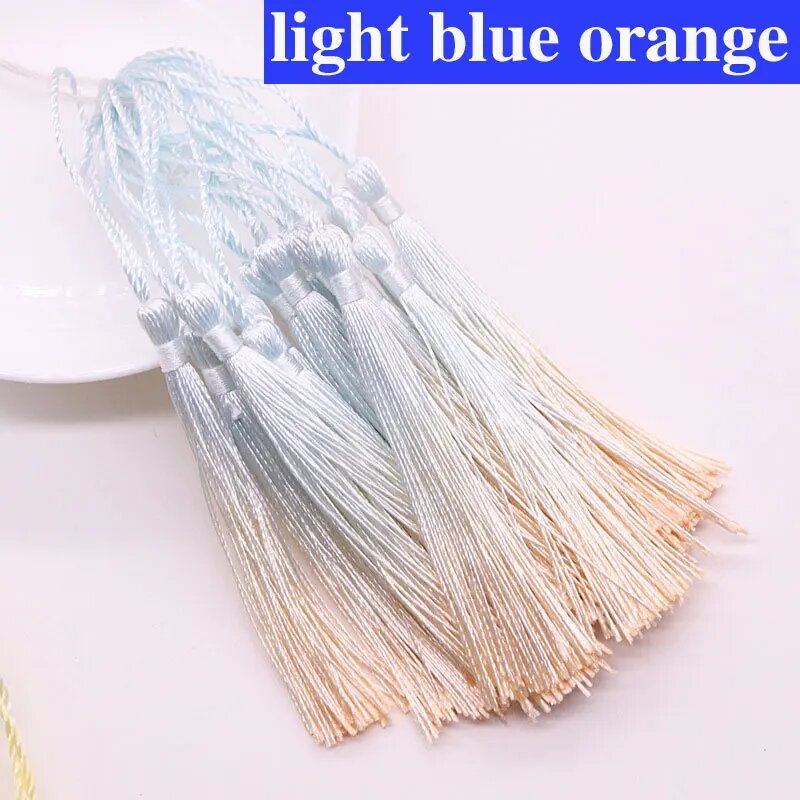 Градиентные кисточки из полиэстера 13 см, 6/12 шт. 12pcs, light blue orange