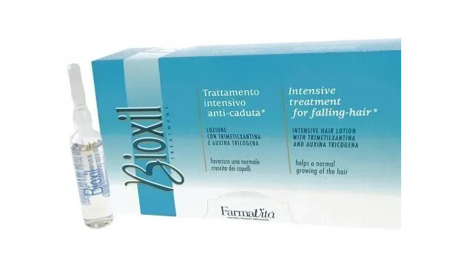 FarmaVita BIOXIL Lotion / Дерматологически активный лосьон против выпадения волос, способствует нормальному росту, обогащает луковицы кислородом, 12x8 мл