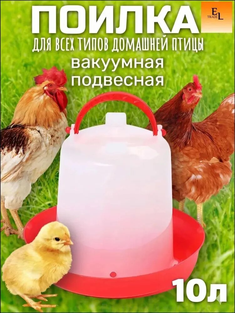 Поилка для домашней птицы вакуумная подвесная 10 литров Товары для птицеводства