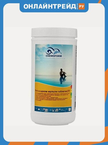Изображение товара Мульти-таблетки Chemoform 1кг ведро, табл.200гр, хлор для дезинфекции, флокуляции и борьбы с водорослями