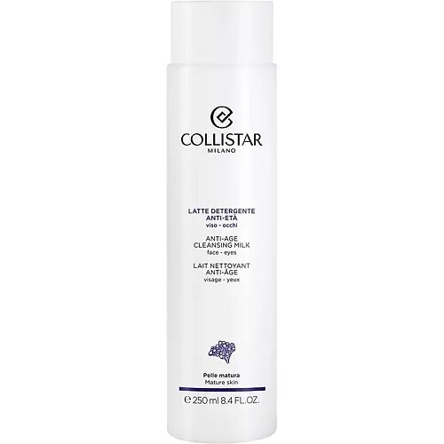 COLLISTAR Молочко очищающее с антивозрастным эффектом для лица и глаз Anti-age cleansing milk, 250 мл