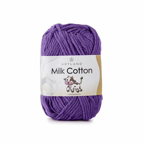 фото Пряжа для вязания milk cotton artland 4 мотка (100 м, 50 гр), цвет 09 пурпурный