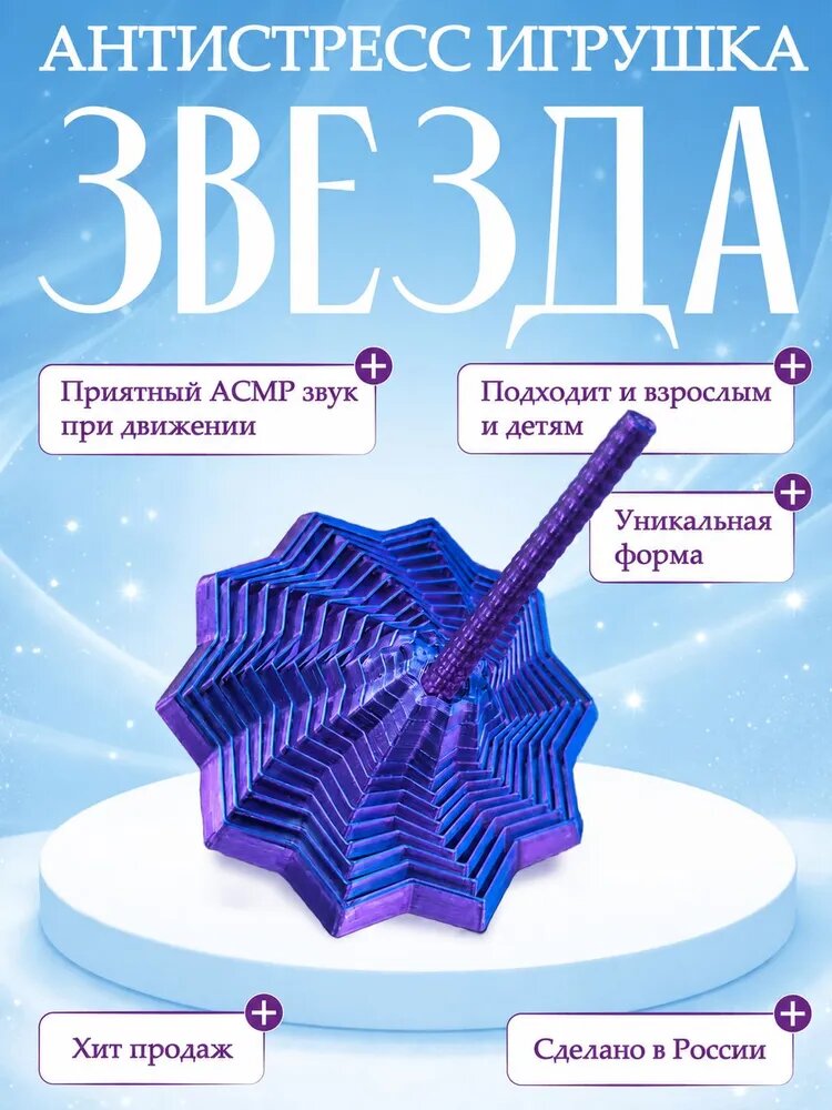 Игрушка антистресс звезда, фиолетово-голубая