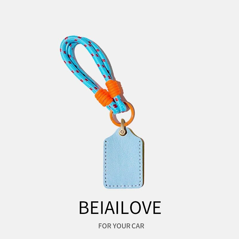 Прямоугольный кожаный держатель для карт с синей лентой и чехлом Light Blue, женский