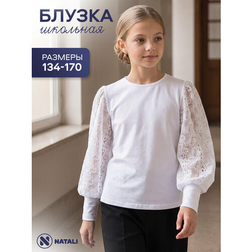 фото Школьная блуза натали суслова, размер 146, белый
