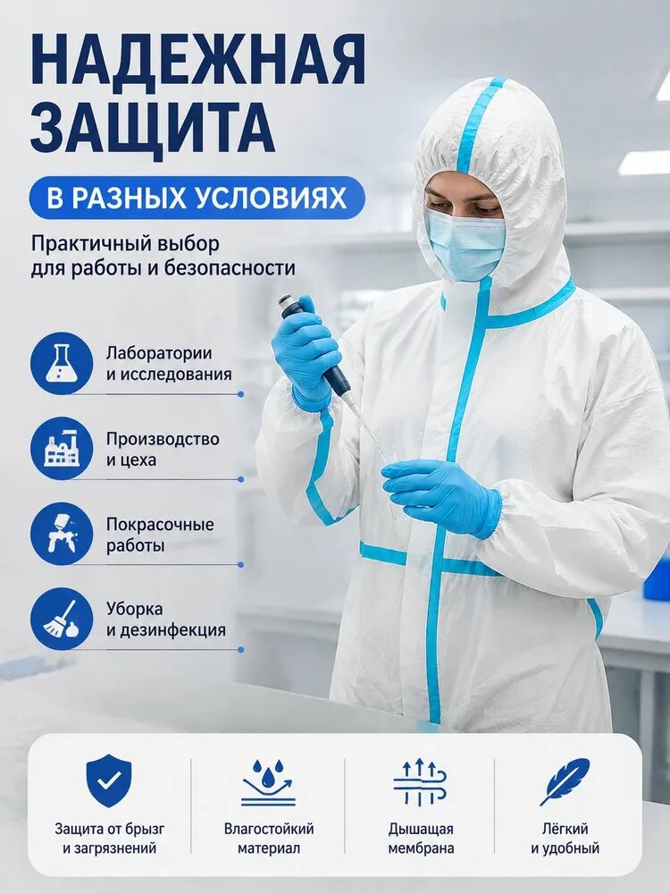 Одноразовые защитные колпаки без бахил, до 20 видов применения, размер XXXL