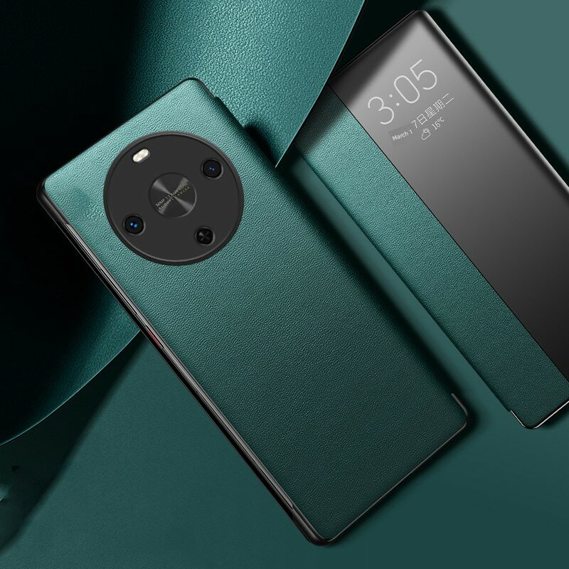 Смарт-флип чехол для Huawei Maengang 30 в небесно-голубом цвете - Премиум веганский кожа с закаленным стеклом и защитой