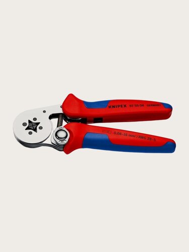 Изображение товара Пресс-клещи Knipex для контактных гильз DIN 46228 1+4, обжим: квадрат, боковые, 1 гнездо, 0.08-10 + 16 мм, 2 х 6 мм, длина 180 мм, хром