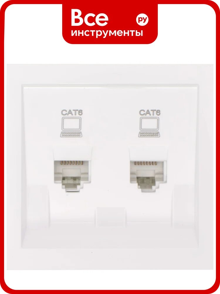 Розетка 2-ая компьютерная Lezard ESTET белая с модулем CAT6 745-0288-142