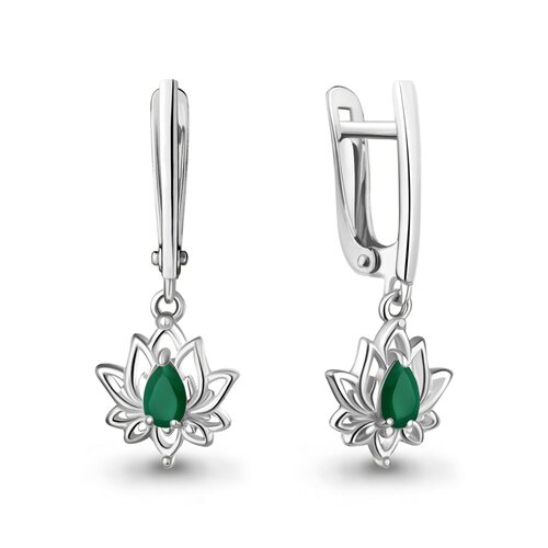 фото Серьги diamant online, серебро, 925 проба, родирование, агат, длина 2.6 см, , бирюзовый