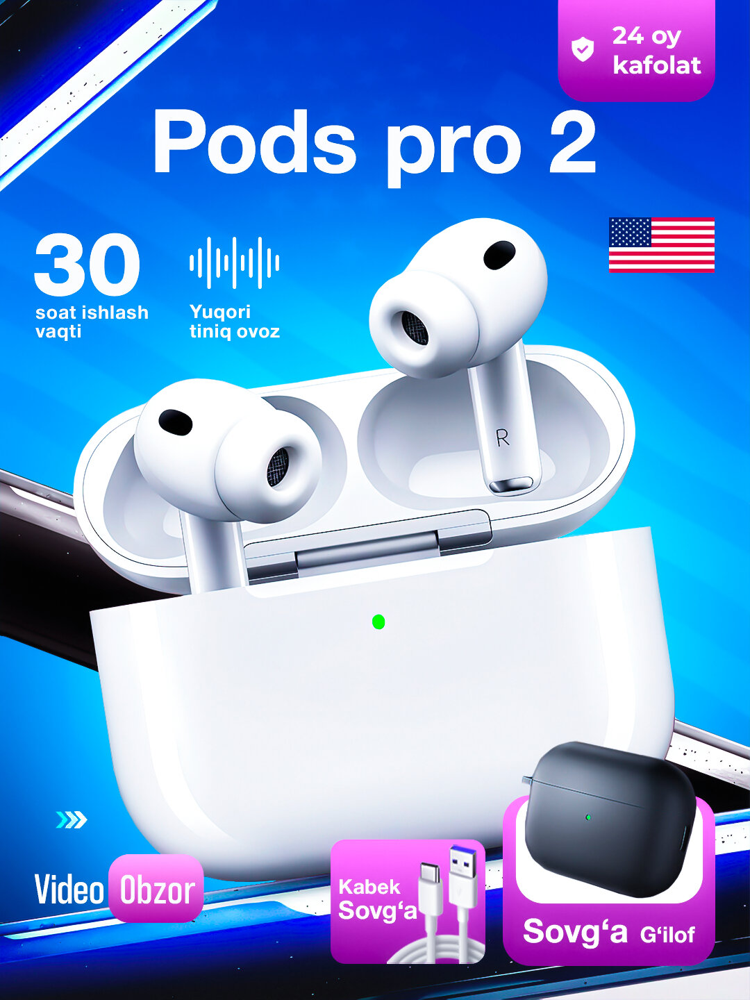 Pods Pro 2 ANC, ppods Pro 2, беспроводные наушники, для Android и iPhone