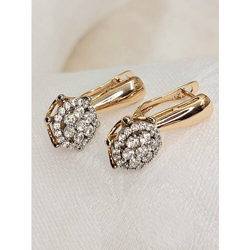 фото Серьги с подвесками xuping jewelry, фианит, золотой