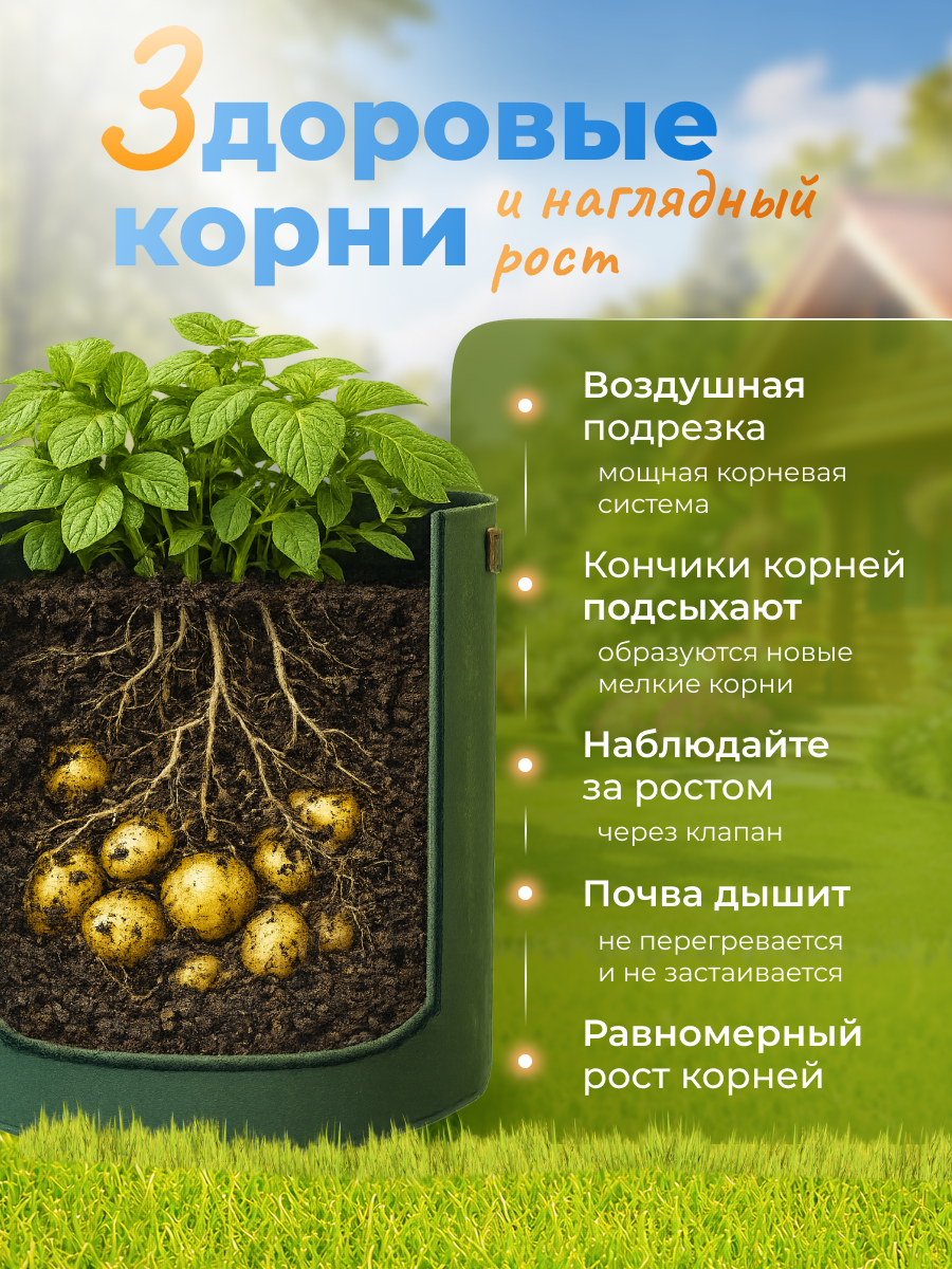 Тканевый текстильный мешок для выращивания картофеля 40 л — фото 1