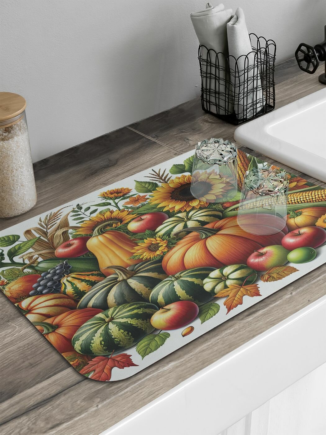 Коврик для сушки посуды "Фруктовая поляна" 58x38 см, JoyArty