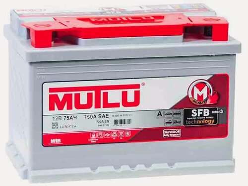 Изображение товара Аккумулятор автомобильный Mutlu 75 А/ч 720 А обр. пол. 57512 Евро авто (278x175x190) L3.75.072. A