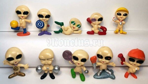 Фигурка игрушка киндер сюрприз Нло инопланетянин коллекция Ferrero 6шт