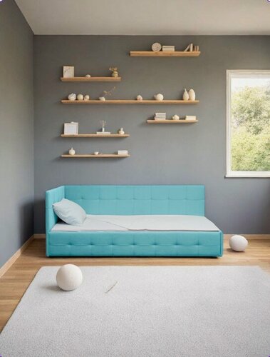 Изображение товара Кровать детская М-Стиль " Банни" 200х90 см бирюзовая, с ортопедическим основанием и ящиками для хранения
