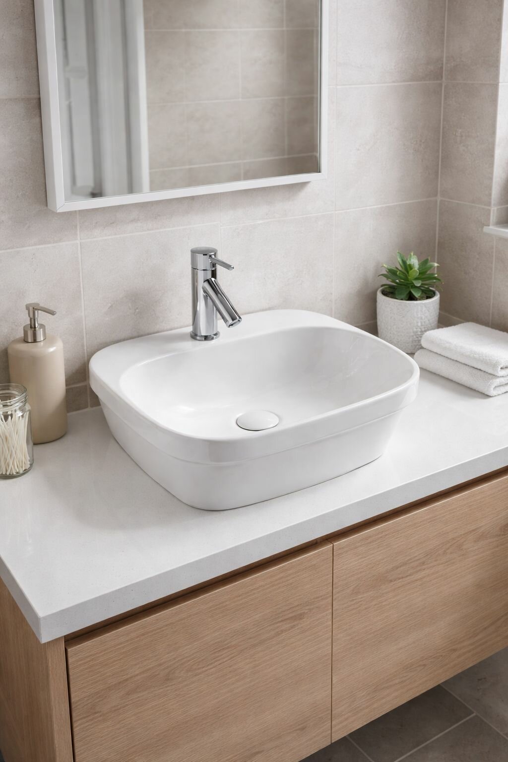 Раковина накладная для тумбы в ванную 60x43 Овал фарфоровая белая Lume