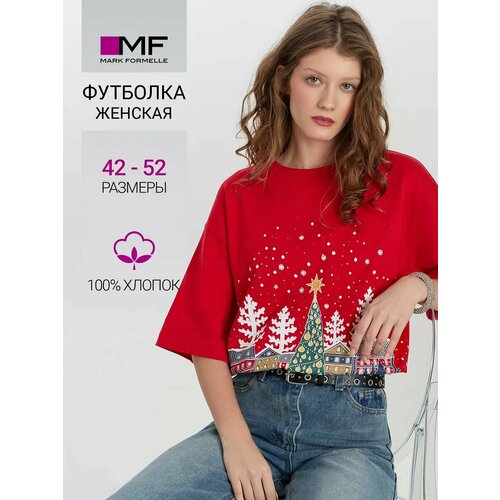 фото Футболка mark formelle для женщин, размер 164/170-88-94, красный